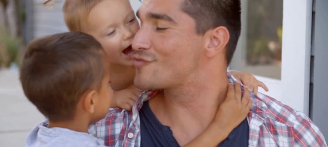 Father with two small children